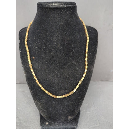 Vintage Gold Tone Brutalist Segmented Block Chain Collar Necklace Retro