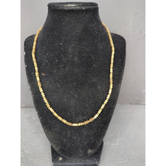 Vintage Gold Tone Brutalist Segmented Block Chain Collar Necklace Retro