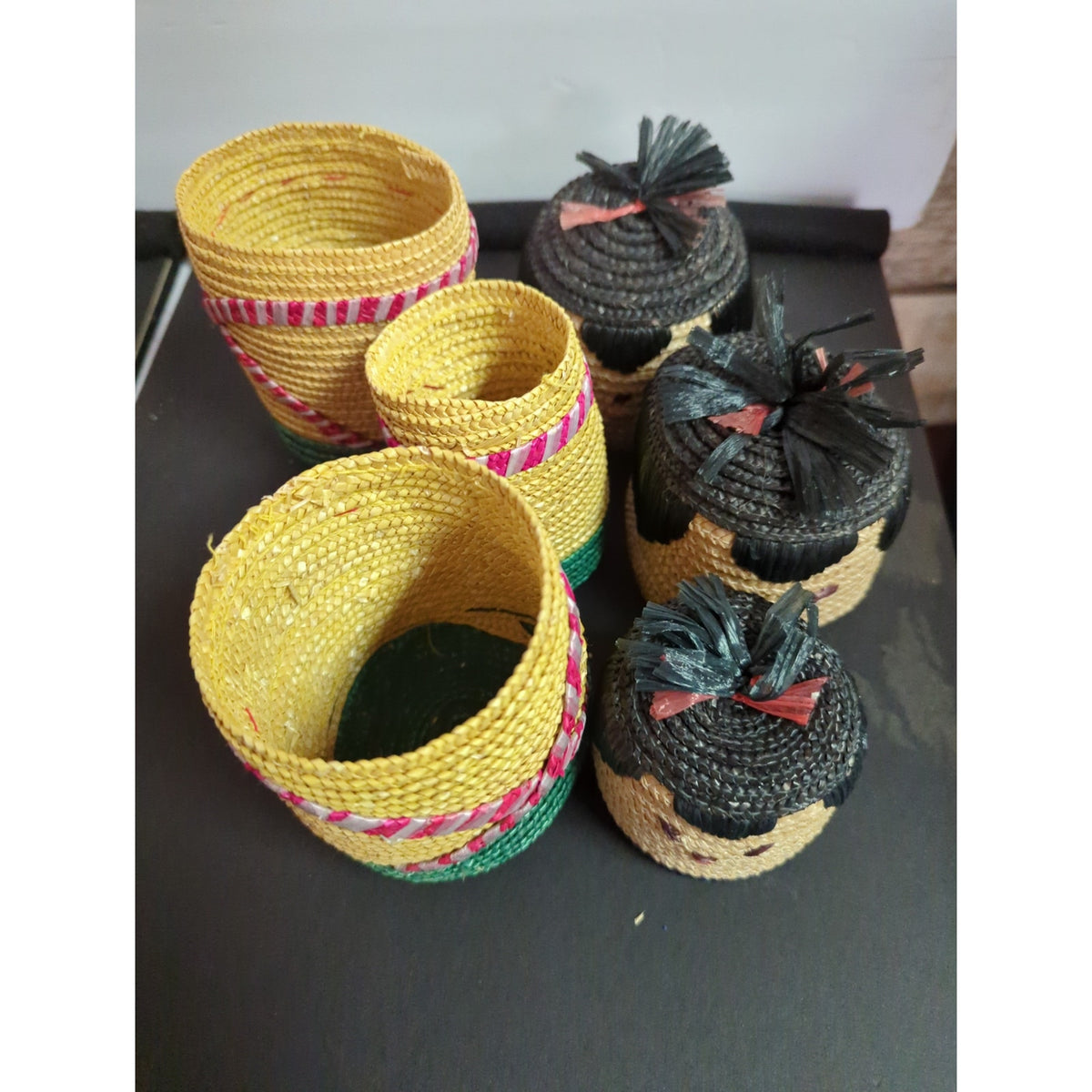 Kokeshi Doll Style Nesting Baskets Vintage Japanese Style Doll Baskets |Set of 3