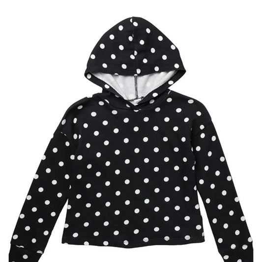 Fleece Polka Dot Printed Pullover Hoodie HARPER CANYON MEDIUM girls black white