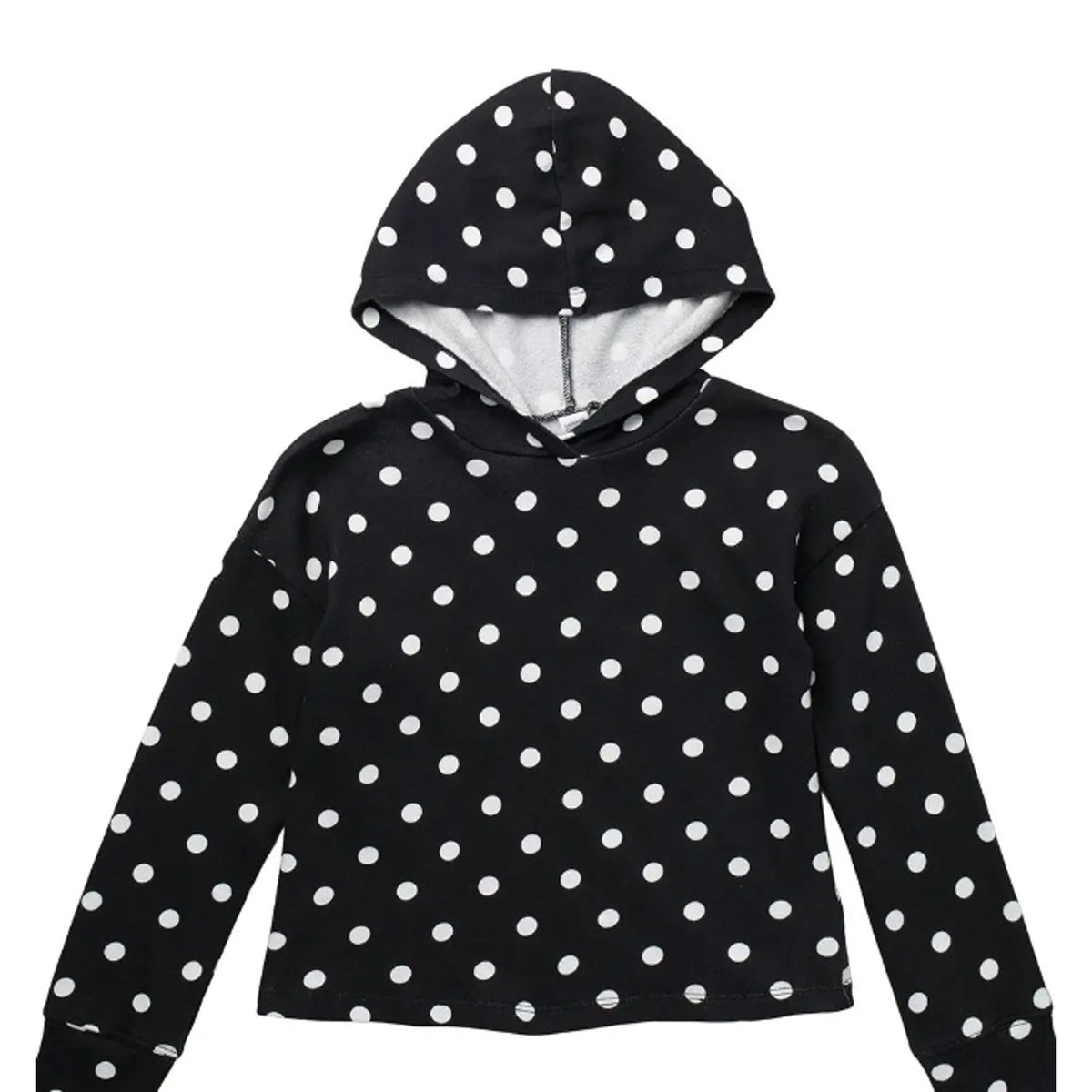 Fleece Polka Dot Printed Pullover Hoodie HARPER CANYON MEDIUM girls black white