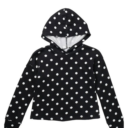 Fleece Polka Dot Printed Pullover Hoodie HARPER CANYON MEDIUM girls black white