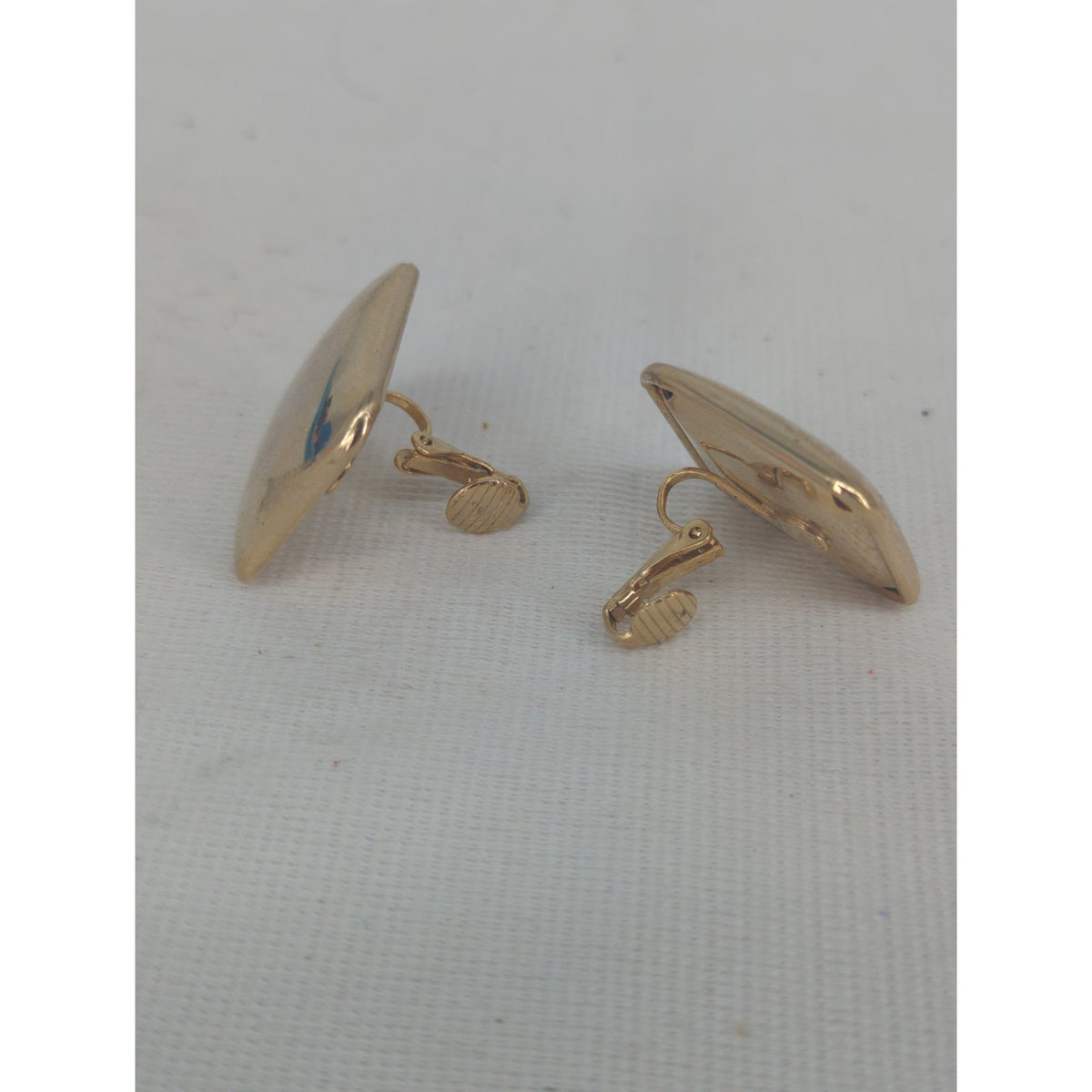 Vintage Mid-Century Gold-Tone Square Clip-On Earrings Chunky Minimalist