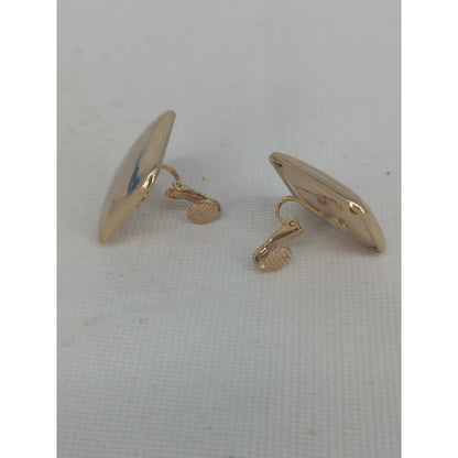 Vintage Mid-Century Gold-Tone Square Clip-On Earrings Chunky Minimalist