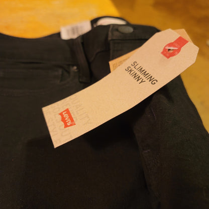 Levi's Slimming Skinny Jeans Black W 28" Inseam 30" Mid Rise Stretch New