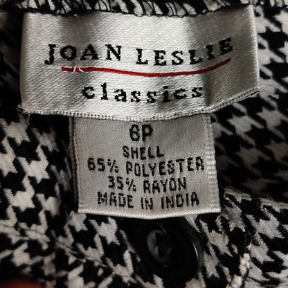 Joan Leslie Classics Black White Houndstooth Pleated Trousers Pants 6P