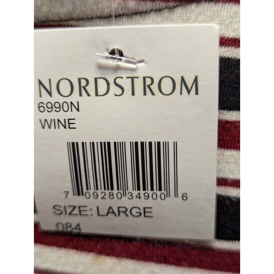 Cotton Emporium Multi-Stripe Short Sleeve Ribbed Tee Large NEW Summer Casual