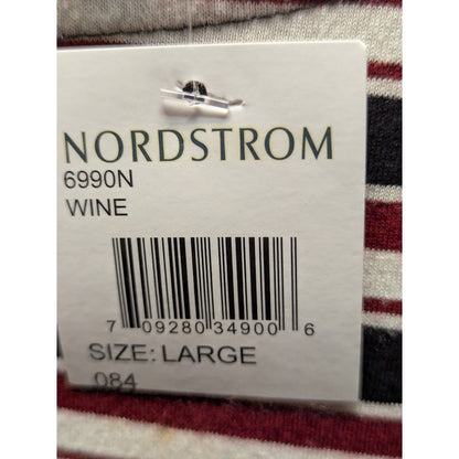 Cotton Emporium Multi-Stripe Short Sleeve Ribbed Tee Large NEW Summer Casual