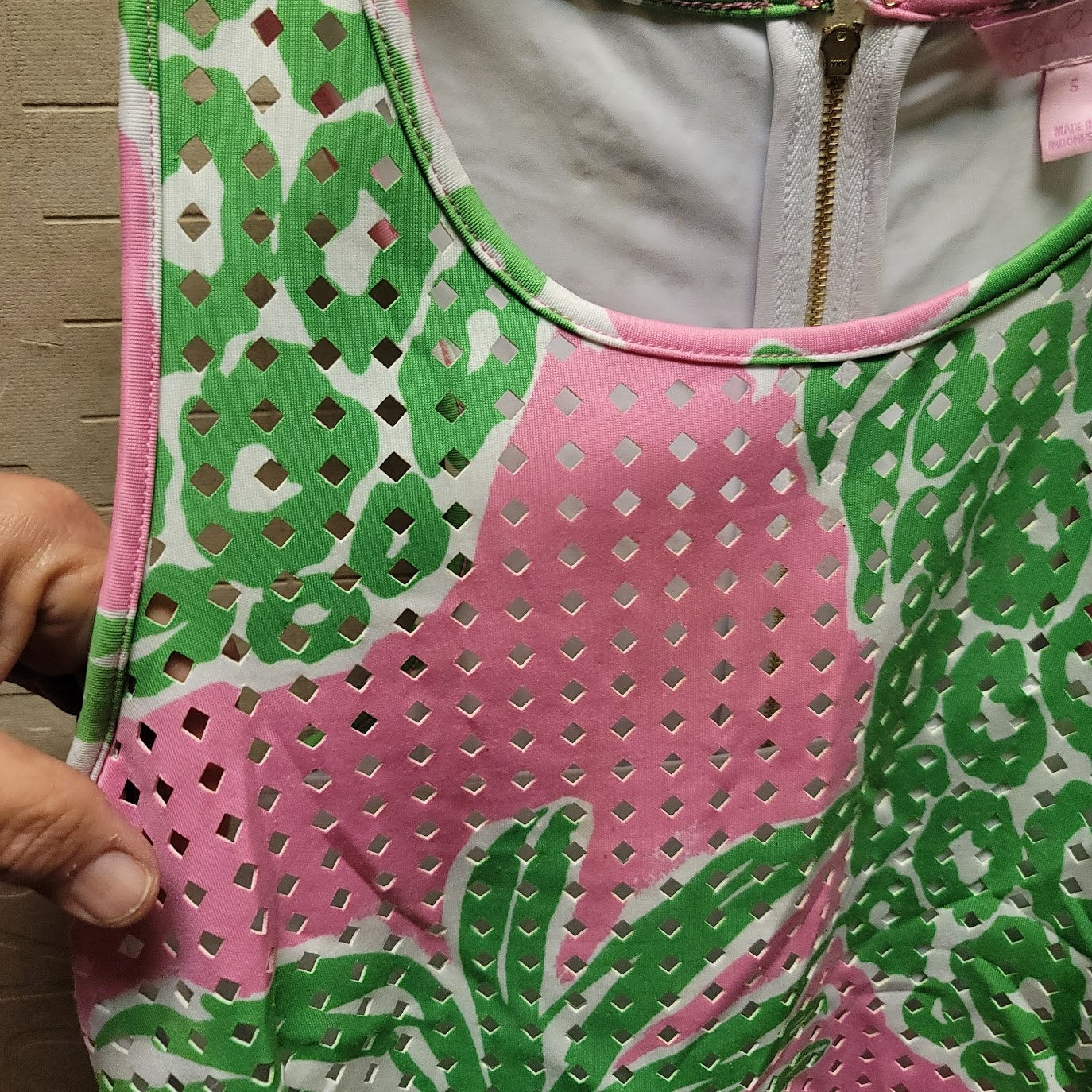 Lilly Pulitzer Small Shift Dress Sleeveless Pink Green Pineapple Pink Pout Perla