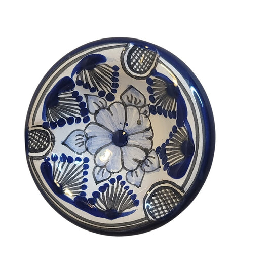 Hand painted Talavera Ashtray herb NEW dish  Blue White 3.5" Majolica