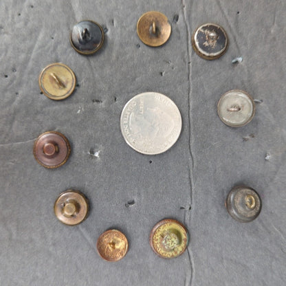 LOT C of 10 Antique Vintage Victorian Brass Mixed Materials Buttons ESTATE FIND