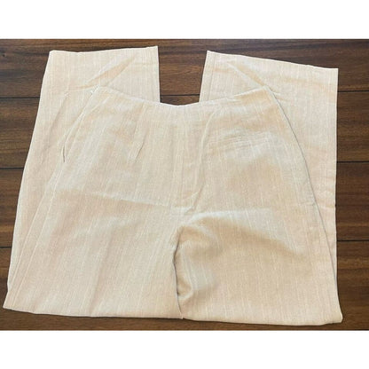 TopShop Herringbone Lightweight Wide Leg High Waist Trousers Sz 10 Oatmeal NWT