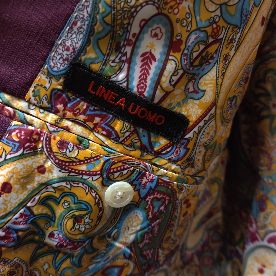 Linea Uomo 48 Long Plum Purple Blazer Sport Coat Paisley Lining Stretch
