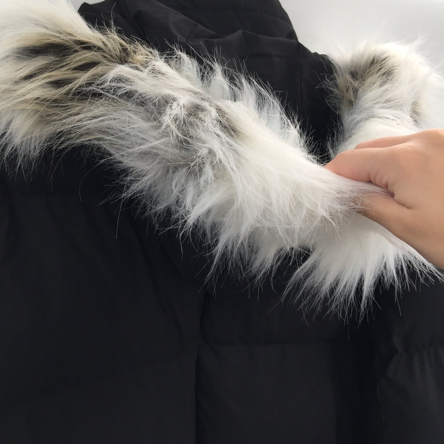 Sam Edelman Faux Fur Trim Hooded Puffer Coat Jacket Long Sleeve Black MEDIUM
