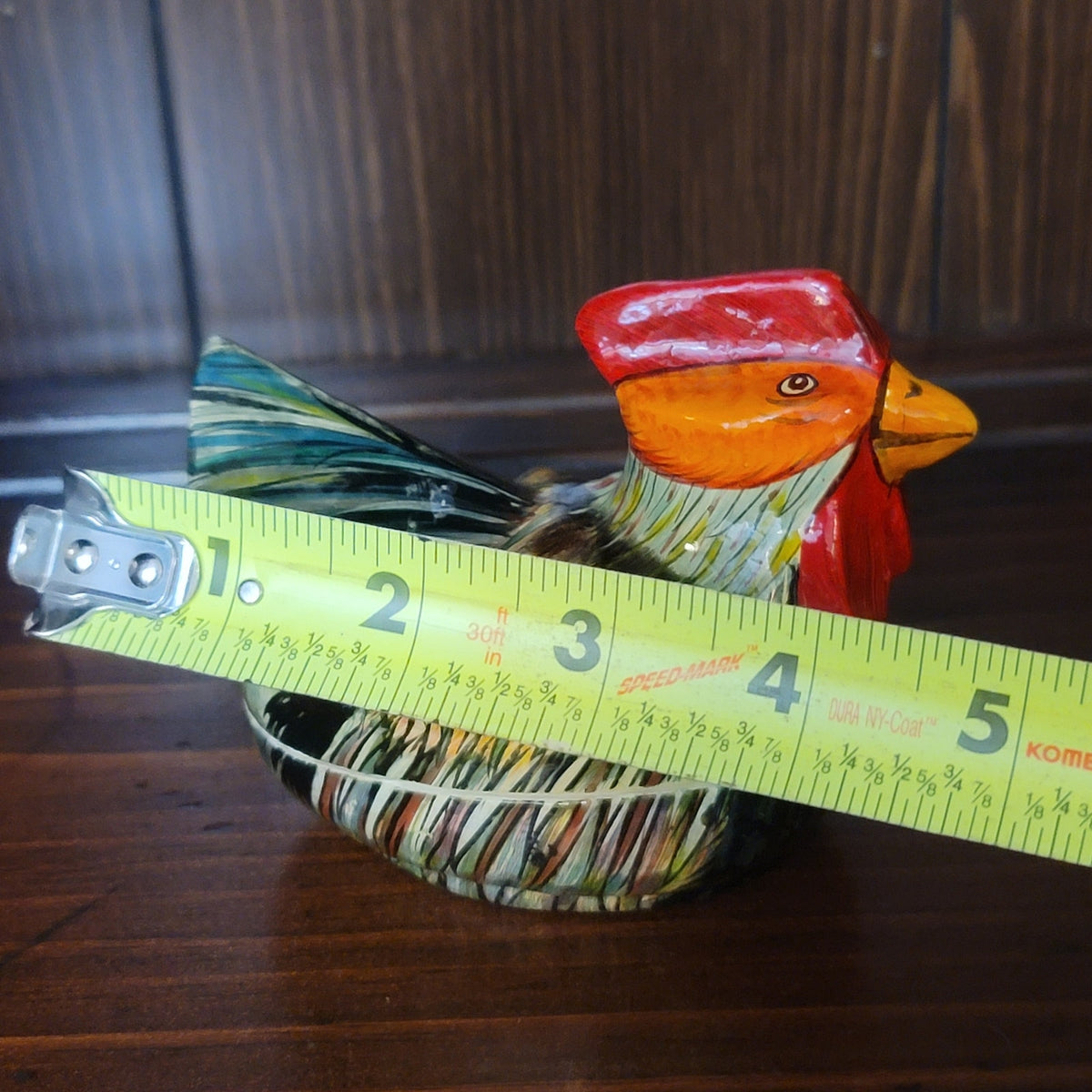 Vintage Handpainted A.M. Baba Rooster Trinket Dish Folk Art