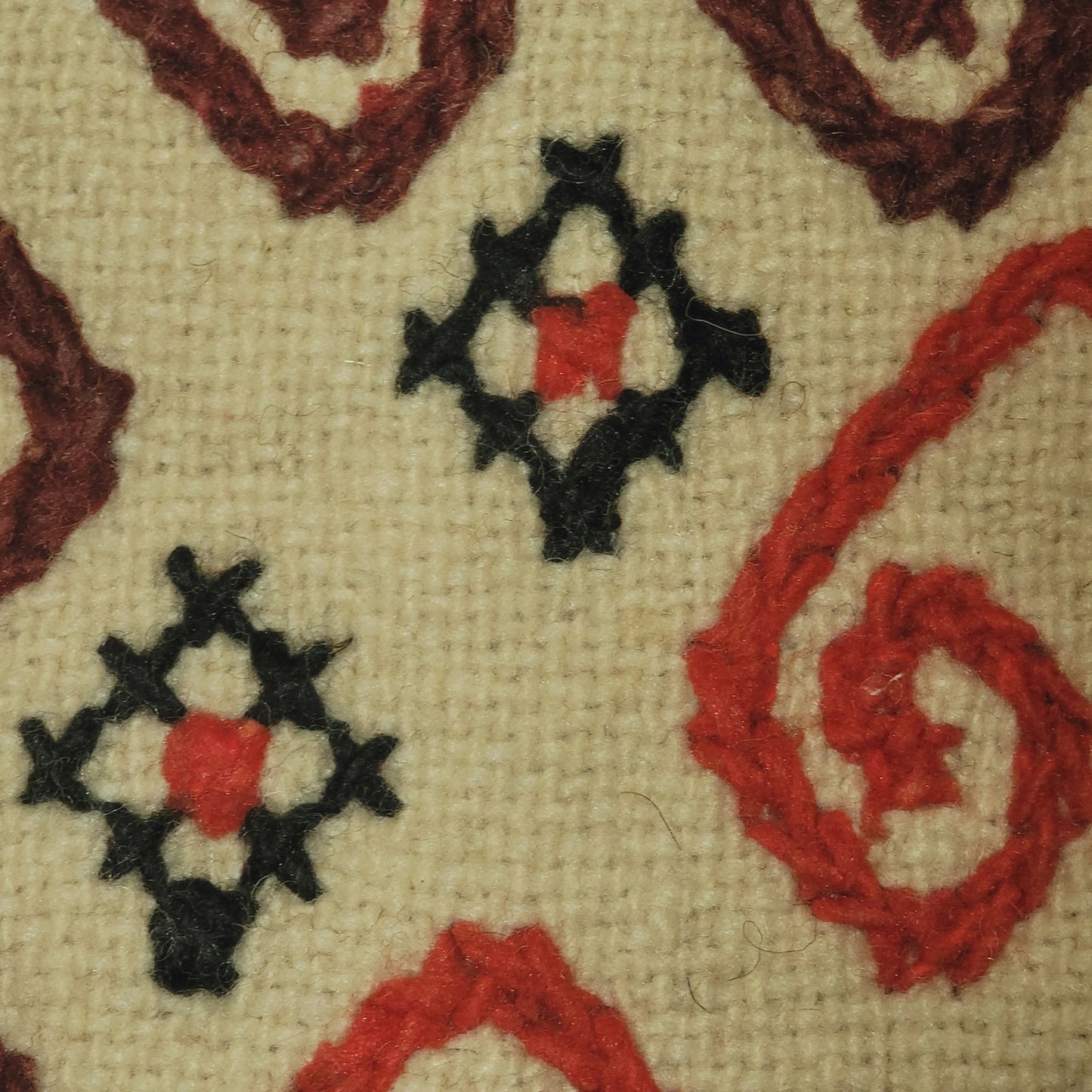 Embroidered Handmade Wool Turkish Tapestry vintage rug 31" x 27" Brown Orange