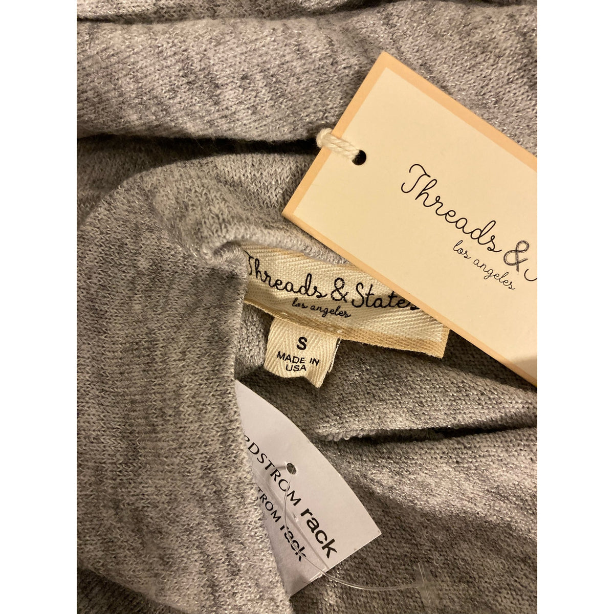 Threads & States V-Neck Cutout Knit Sweater Dress Size Small Gray Marl New