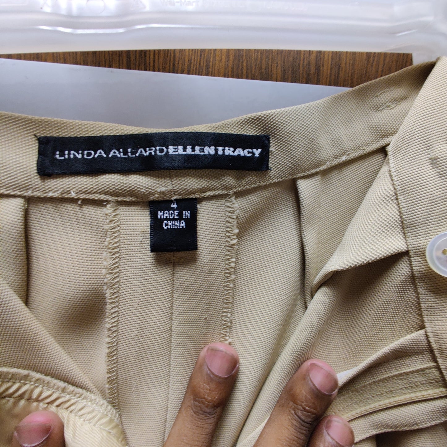 Linda Allard Ellen Tracy Tan Tailored Career Pants Medium Weight Fabric Size 4