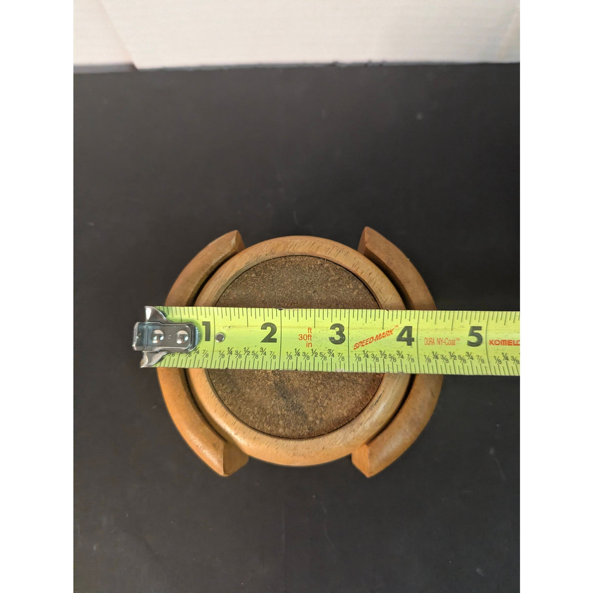 Vintage Mid Century Modern Wooden Drink Coasters Set of 6 with Holder