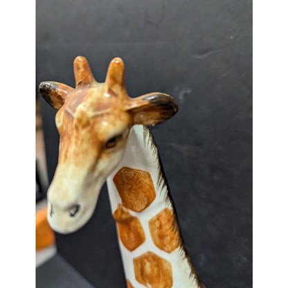 Vintage Porcelain Giraffe Figurine Handpaint Japan 11" Tall White Orange Animal