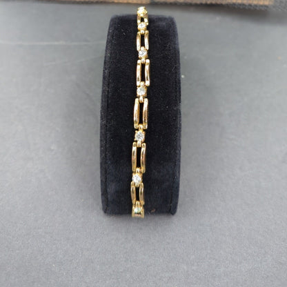 Vintage Fashion 8" BRACELET missing one crystal goldtone and crystals oblong