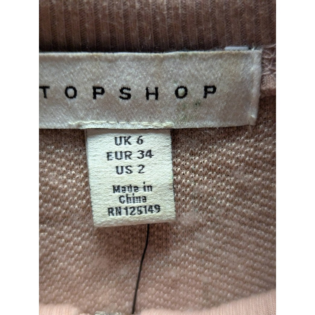 Topshop Size 2 Blush Pink Half Zip Sherpa PullOver Sweatshirt NEW long sleeve