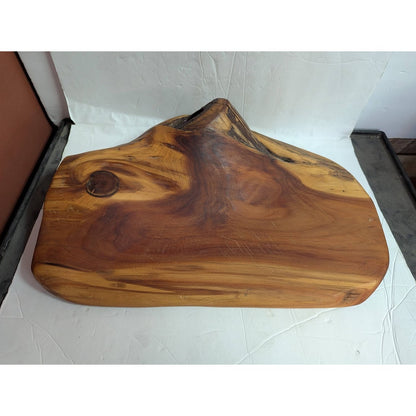 Handmade two tone wood Charcuterie Cheese Serving Board Vase Candle Hold 17"x12"