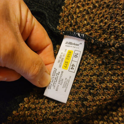 Vintage St. Michael Size 16 / 44 sweater Black Gold button up Mohair blend 90s