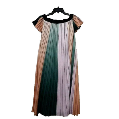 Ted Baker Off Shoulders Belt Fernee Colorblock Pleated Dress Size 1 UK 8 US NEW