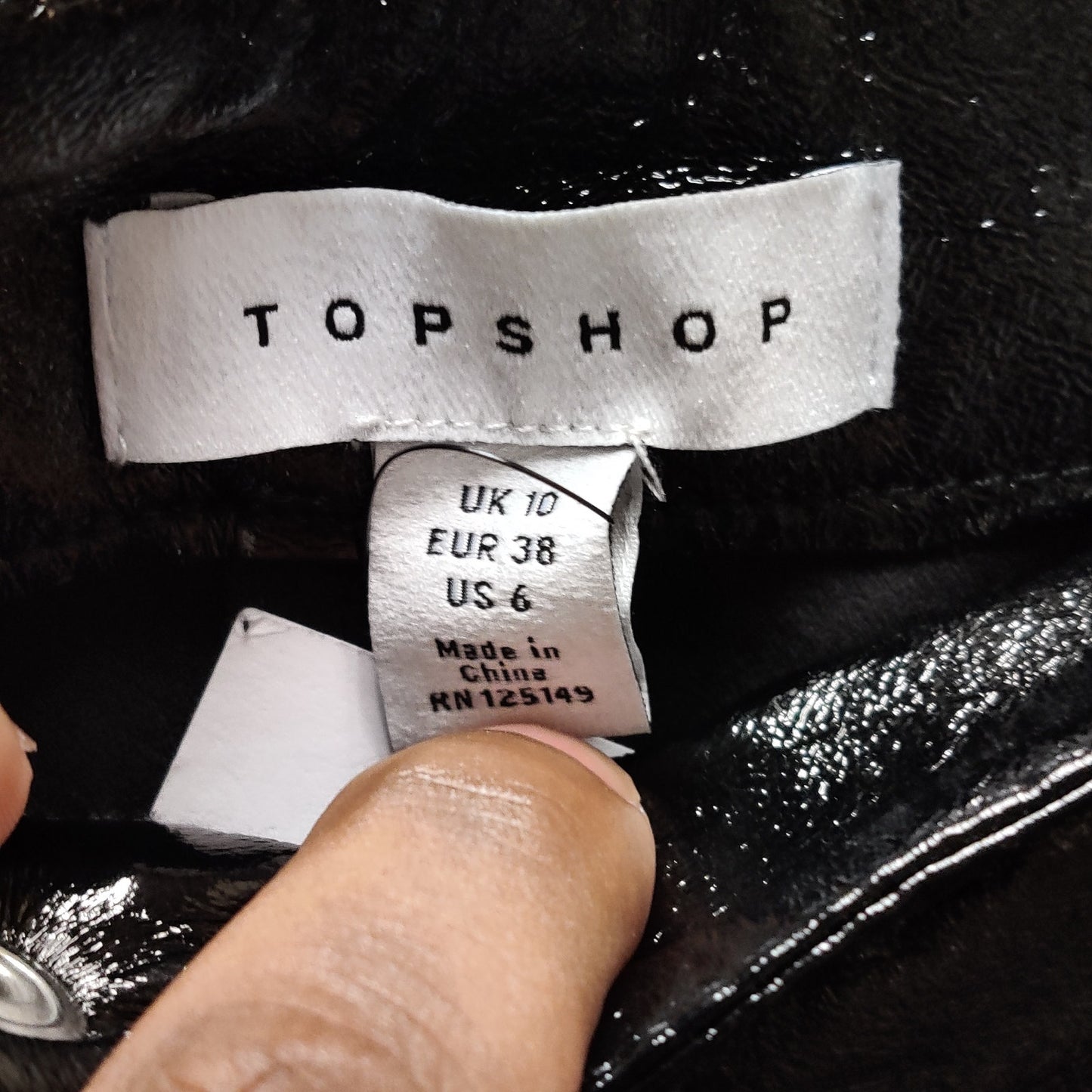 Topshop Black Faux shimmery Leather Pants High-Waisted Trousers Chic Edgy Style