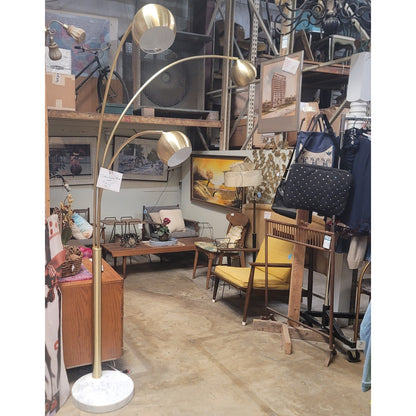 Secondhand Sandies: Satin Brass Ren Wil Dorset 3 Light 83" Tall LED Arc Floor Lamp Model: LPF3072