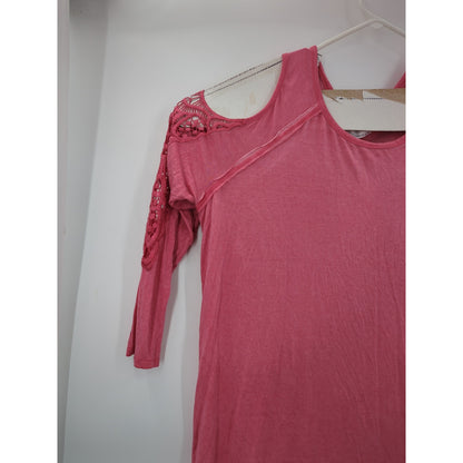 Fourteenth Place Mauve Cold Shoulder Blouse Top with Lace Sleeves 0X Plus