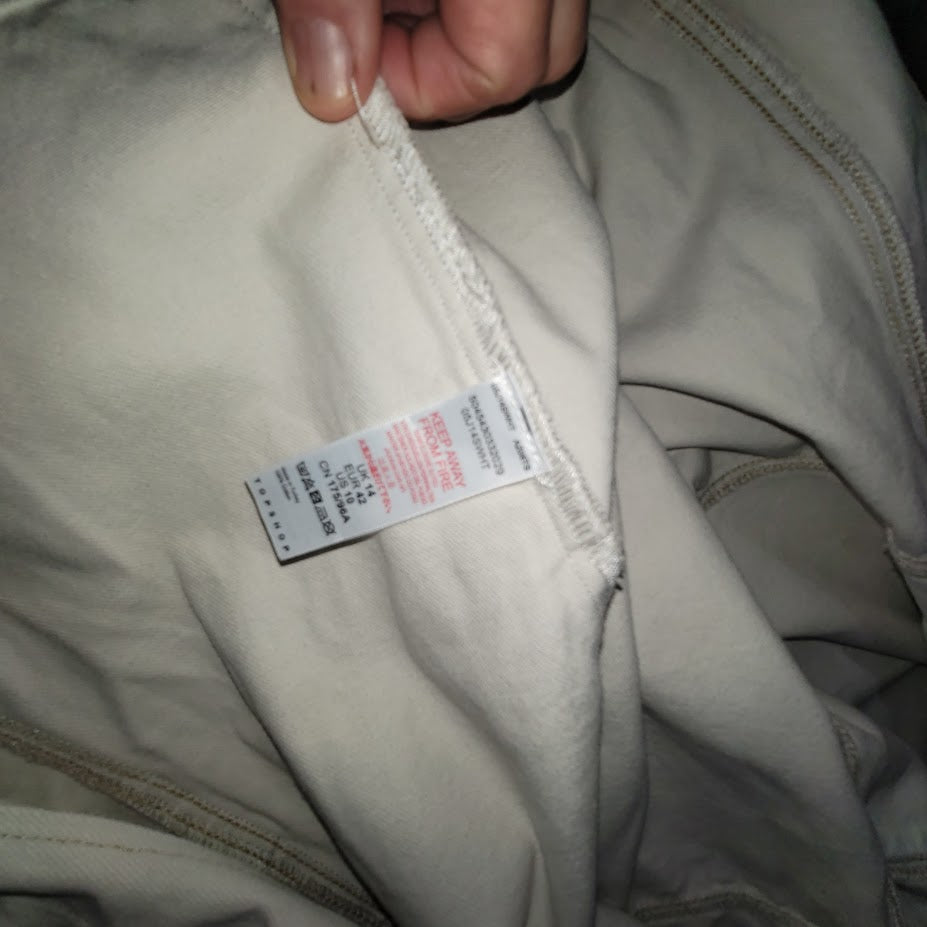 Topshop Cream Oversized Denim Chore Coat Jacket Utility Pocket Size 10