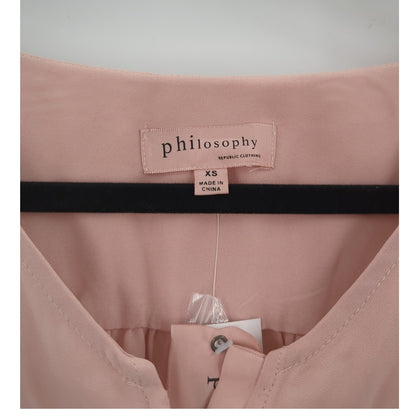 philosophy NWT XS Mauve short sleeve blouse high low round hem flutter Feminine