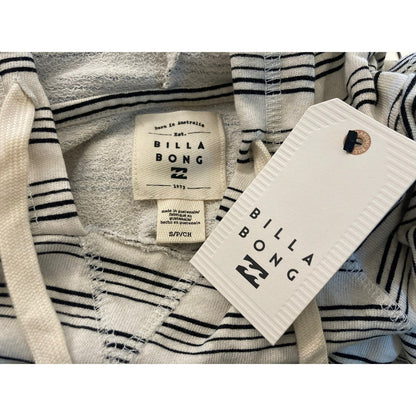 NWT Billabong Surfline Striped Pullover Hoodie Size Small in Cream and Black