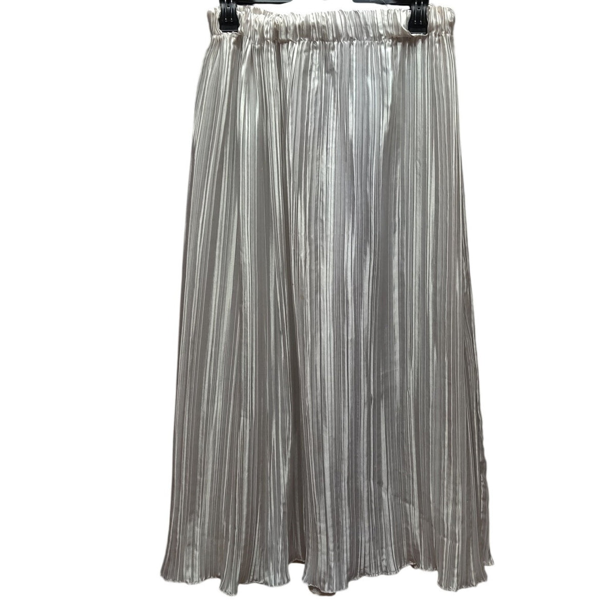 Vintage Scala Metallic Silver Pleated Maxi Skirt Liquid Satin 90s Y2K Size L