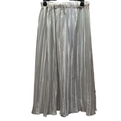 Vintage Scala Metallic Silver Pleated Maxi Skirt Liquid Satin 90s Y2K Size L
