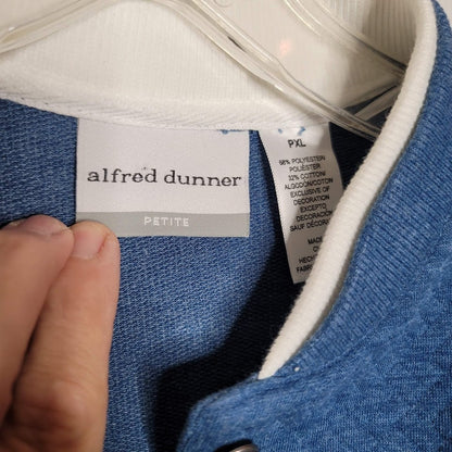 Alfred Dunner Warm heart Blue Long Sleeve PXL Button down Embroidered Sweatshirt