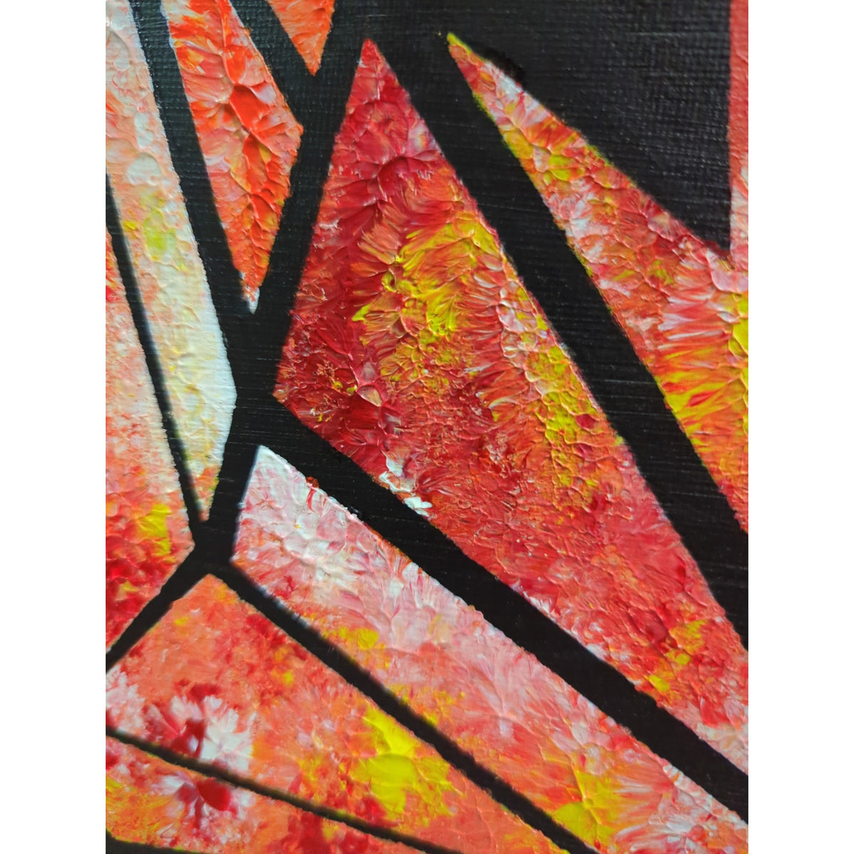 Original Geometric Phoenix Oil Painting on Canvas Abstract Firebird Art RUDE 11