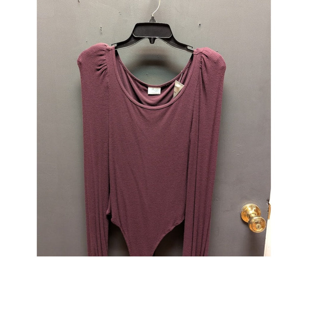 NWT Abound Scoop Neck Bodysuit Long sleeve Wine thermal knit Size Medium thong