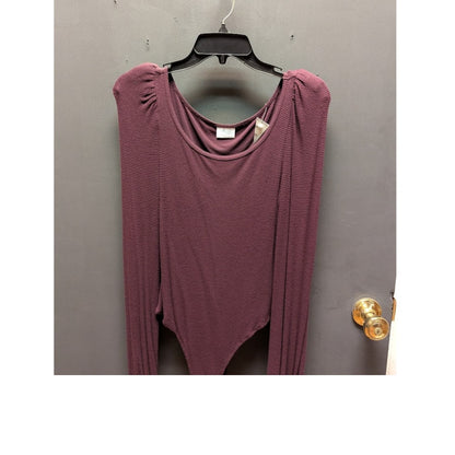 NWT Abound Scoop Neck Bodysuit Long sleeve Wine thermal knit Size Medium thong