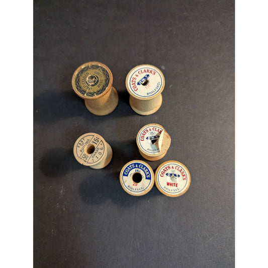 Vintage Wooden Sewing Thread Spools Lot Crafts Rustic Decor