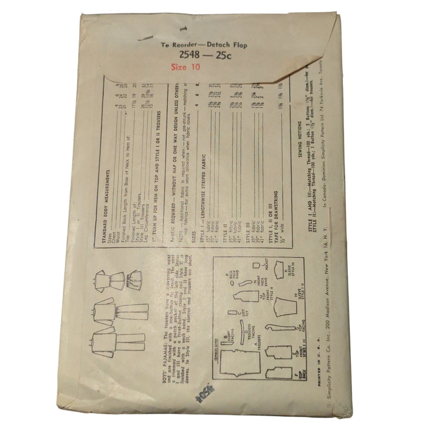 Simplicity 2548 Size 2 to 12 children's and boy' pajamas and robe sewing pattern
