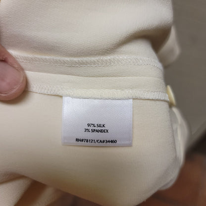 Eileen Fisher pants Womens Size XL Silk blend Slacks Trousers Button Waist Cream