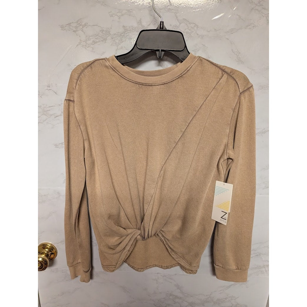ZELLA grey porpoise stone wash XL (14-16) girls twist tie long sleeve sweatshirt