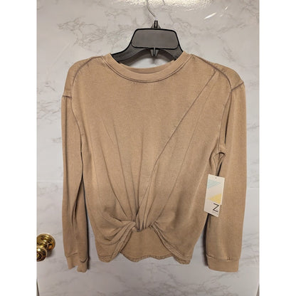 ZELLA grey porpoise stone wash XL (14-16) girls twist tie long sleeve sweatshirt