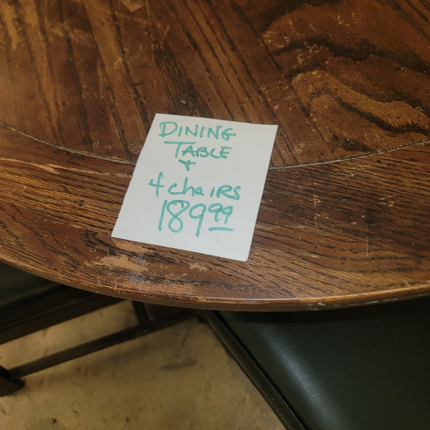 SECONDHAND SANDIES: Set of 4 chairs and a 48" round table Set AS IS