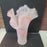 Murano art glass large vase End-of-day Slag White Pink Handkerchief Ruffle