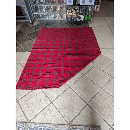 Vintage Holiday Rectangular tablecloth Red Green Gold striped 56" x 73"
