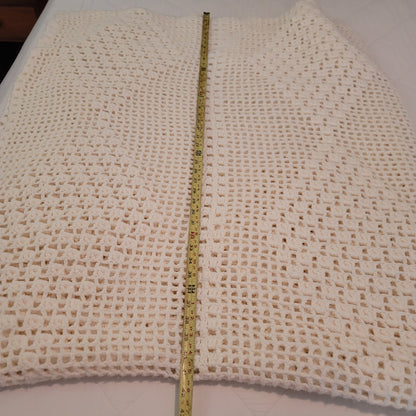 AMAZING handmade crochet blanket coverlet white geometric queen full bedspread